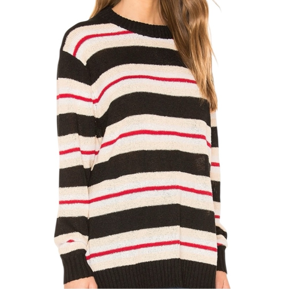 Tularosa Women’s Robbins Oversized Sweater in Nude & Black Stripe Sz XS